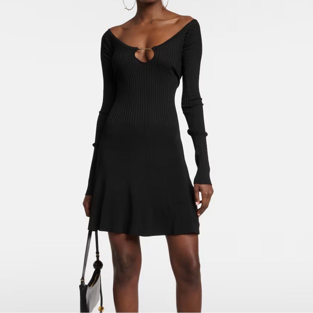 Jacquemes  Elegant Black Ribbed Dress